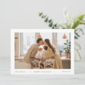 Minimale moderne witte zwarte foto feestdagenkaart (Staand voorkant)