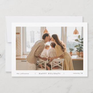 Minimale moderne witte zwarte foto feestdagenkaart