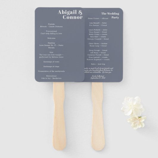 Minimale moderne zachte, blauwe lavendel Typografi Handwaaier (Voorkant en achterkant)