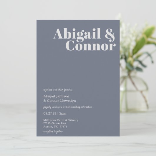 Minimale moderne zachte, blauwe lavendel Typografi Kaart (Staand voorkant)