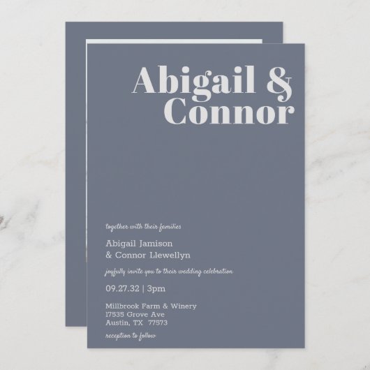 Minimale moderne zachte, blauwe lavendel Typografi Kaart (Voorkant / Achterkant)