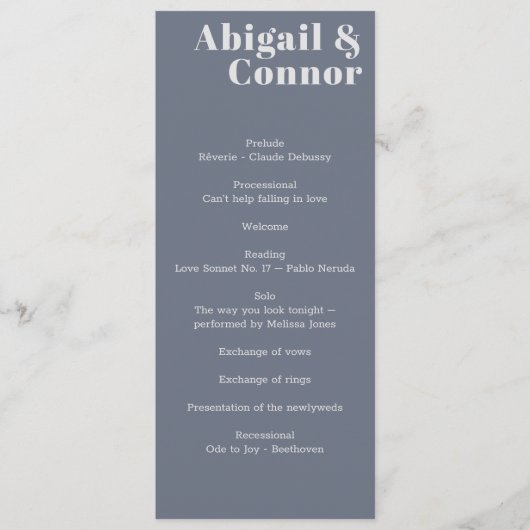 Minimale moderne zachte, blauwe lavendel Typografi Programmakaart (Voorkant)