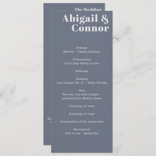 Minimale moderne zachte, blauwe lavendel Typografi Programmakaart (Voorkant / Achterkant)