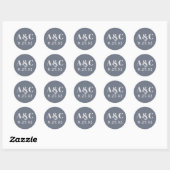 Minimale moderne zachte, blauwe lavendel Typografi Ronde Sticker (Vel)
