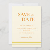 Minimale moderne zachte boter gele trouw-QR-code Save The Date (Voorkant)