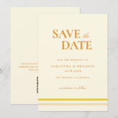 Minimale moderne zachte boter gele trouw-QR-code Save The Date (Voorkant / Achterkant)