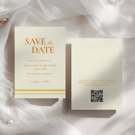 Minimale moderne zachte boter gele trouw-QR-code Save The Date