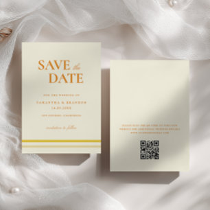 Minimale moderne zachte boter gele trouw-QR-code Save The Date