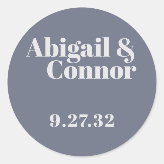 Minimale moderne zachte, grijze, Typografische nam Ronde Sticker (Voorkant)