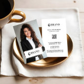 Minimale moderne zakelijke foto aangepaste Logo QR Visitekaartje