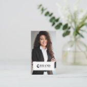 Minimale moderne zakelijke foto aangepaste Logo QR Visitekaartje (Staand voorkant)