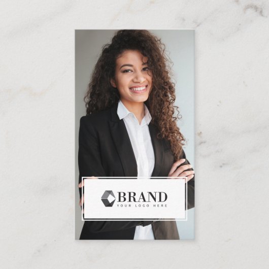 Minimale moderne zakelijke foto aangepaste Logo QR Visitekaartje (Voorkant)