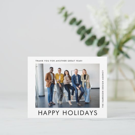Minimale Moderne Zakelijke Foto Zakelijke Kerstmis Feestdagenkaart (Staand voorkant)