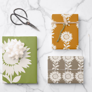 Minimale moderne zomerzonnebloemen inpakpapier vel