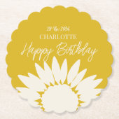 Minimale moderne zonnebloem - Aangepaste dag voor  Kartonnen Onderzetters (Voorkant)