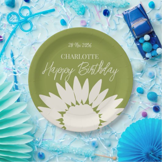 Minimale moderne zonnebloem - Aangepaste dag voor Papieren Bordje (Feest)