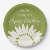 Minimale moderne zonnebloem - Aangepaste dag voor  Papieren Bordje (Voorkant)