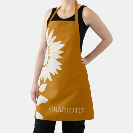 Minimale moderne zonnebloempnaam schort (Insitu)