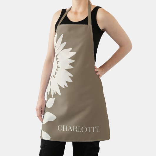 Minimale moderne zonnebloempnaam schort (Insitu)