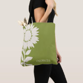 Minimale moderne zonnebloempnaam tote bag (Dichtbij)