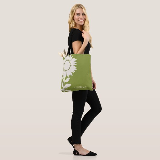 Minimale moderne zonnebloempnaam tote bag (Op model)