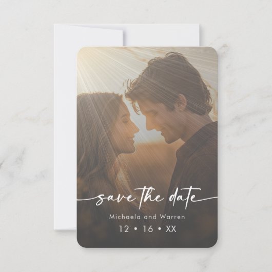 Minimale Moderne Zonnestralen Foto Bewaar de Datum Save The Date (Voorkant)