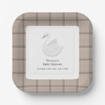 Minimale Moderne Zwanenruit Gingham Jongens Baby S