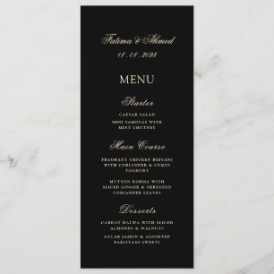 Minimale Moderne Zwart Goud Moslim Trouwtafel Menu