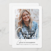 Minimale moderne zwart-wit foto afstudeerfeest kaart (Voorkant / Achterkant)