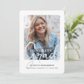 Minimale moderne zwart-wit foto afstudeerfeest kaart (Staand voorkant)