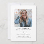 Minimale moderne zwart-wit foto afstudeerfeest kaart (Achterkant)