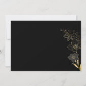 Minimale Moderne Zwart-wit, Gouden Bloemen Foto Save The Date (Achterkant)