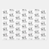 Minimale Moderne Zwart-wit Monogrammed Naam Inpakpapier Vel (Voorkant)