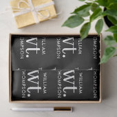 Minimale Moderne Zwart-wit Monogrammed Naam Tissuepapier (Geschenk)