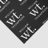 Minimale Moderne Zwart-wit Monogrammed Naam Tissuepapier (Detail)