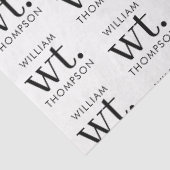 Minimale Moderne Zwart-wit Monogrammed Naam Tissuepapier (Detail)