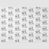 Minimale Moderne Zwart-wit Monogrammed Naam Tissuepapier (Voorkant)