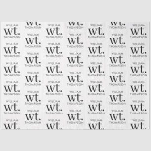 Minimale Moderne Zwart-wit Monogrammed Naam Tissuepapier