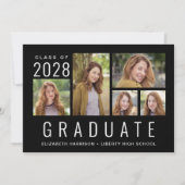 Minimale moderne zwarte Afstuderen voor fotocollag Aankondiging (Voorkant)