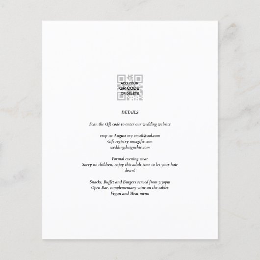 Minimale moderne zwarte ampersand bruiloft flyer (Achterkant)