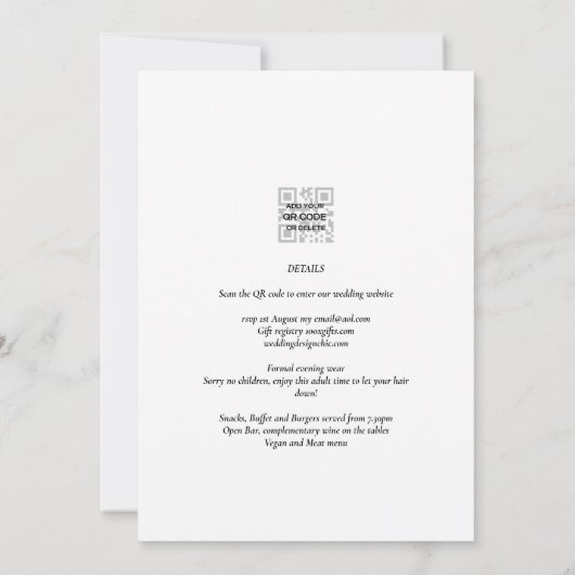 Minimale moderne zwarte ampersand bruiloft kaart (Achterkant)