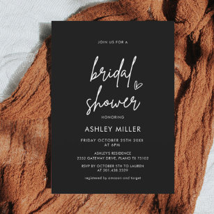 Minimale moderne zwarte-bridale Shower-uitnodiging Kaart