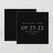 Minimale moderne zwarte bruiloft save the date (Voorkant / Achterkant)