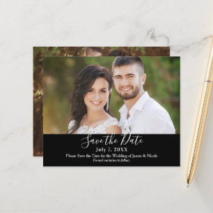 Minimale Moderne Zwarte Chic Foto Save the Date