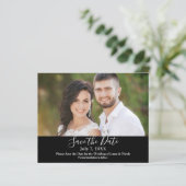 Minimale Moderne Zwarte Chic Foto Save the Date (Staand voorkant)