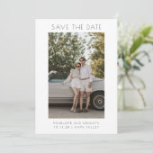 Minimale, moderne zwarte, eenvoudige elegante foto save the date (Staand voorkant)