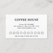 Minimale, moderne zwarte en witte, eenvoudige koff klantenkaartje (Achterkant)