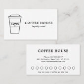 Minimale, moderne zwarte en witte, eenvoudige koff klantenkaartje (Voorkant / Achterkant)