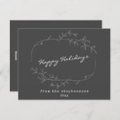 Minimale moderne zwarte en witte feestdag feestdagenkaart (Voorkant / Achterkant)