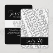 Minimale moderne zwarte en witte foto save the date (Voorkant / Achterkant)
